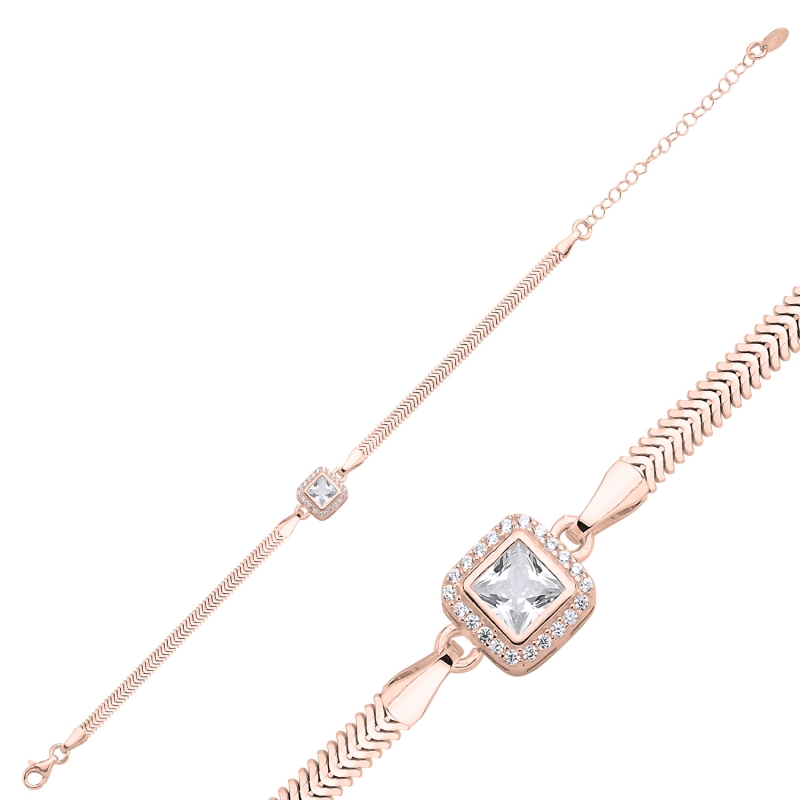 Halo%20CZ%20Flat%20Snake%20Chain%20Bracelet-Rose%20Gold%20Plated