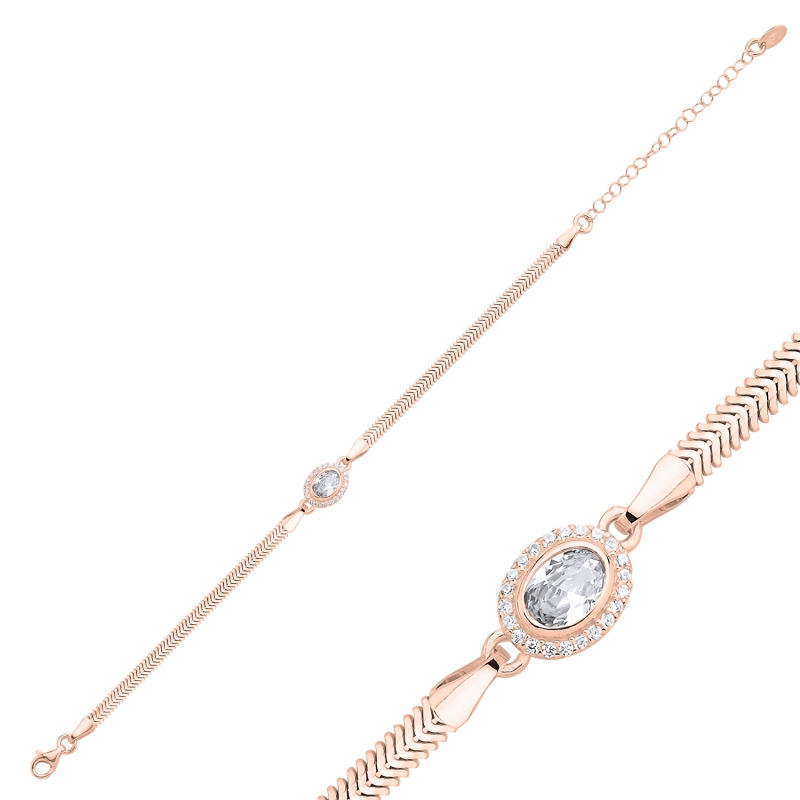 Halo%20CZ%20Flat%20Snake%20Chain%20Bracelet-Rose%20Gold%20Plated