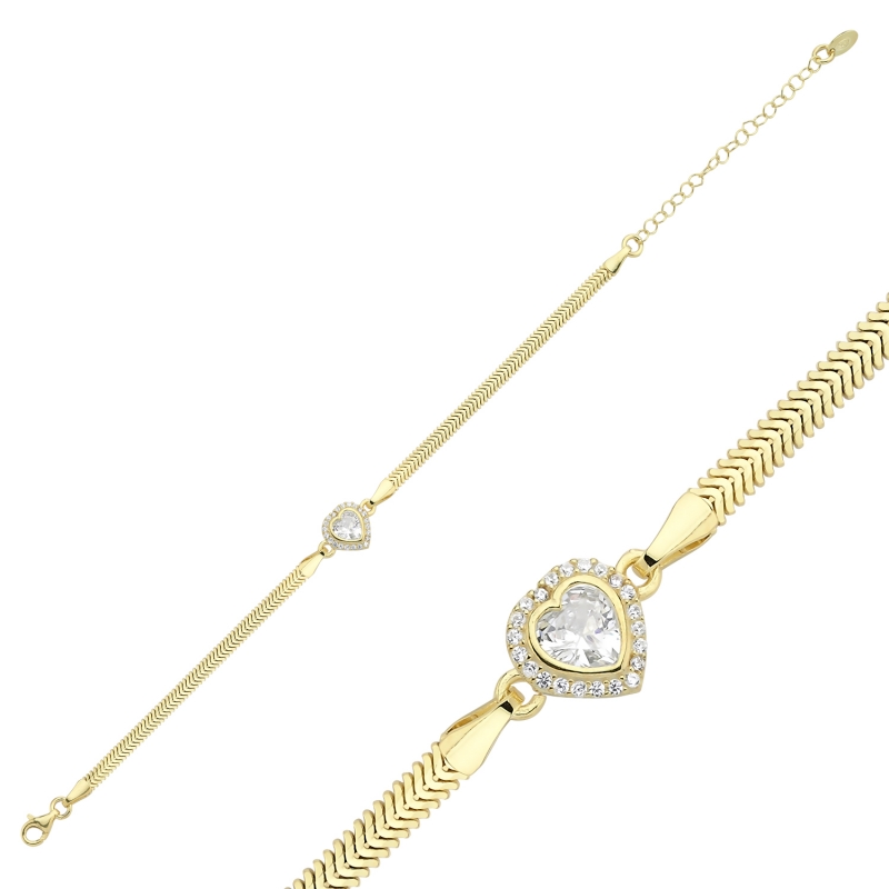 Halo%20CZ%20Flat%20Snake%20Chain%20Bracelet-Gold%20Plated