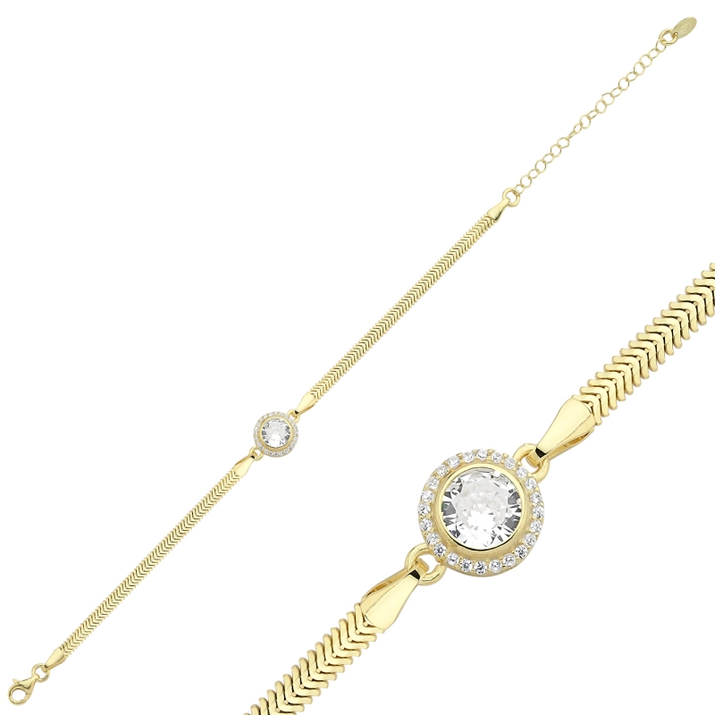 Halo%20CZ%20Flat%20Snake%20Chain%20Bracelet-Gold%20Plated