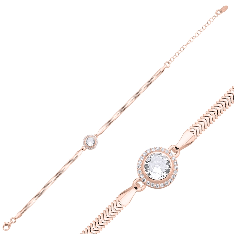 Halo%20CZ%20Flat%20Snake%20Chain%20Bracelet-Rose%20Gold%20Plated