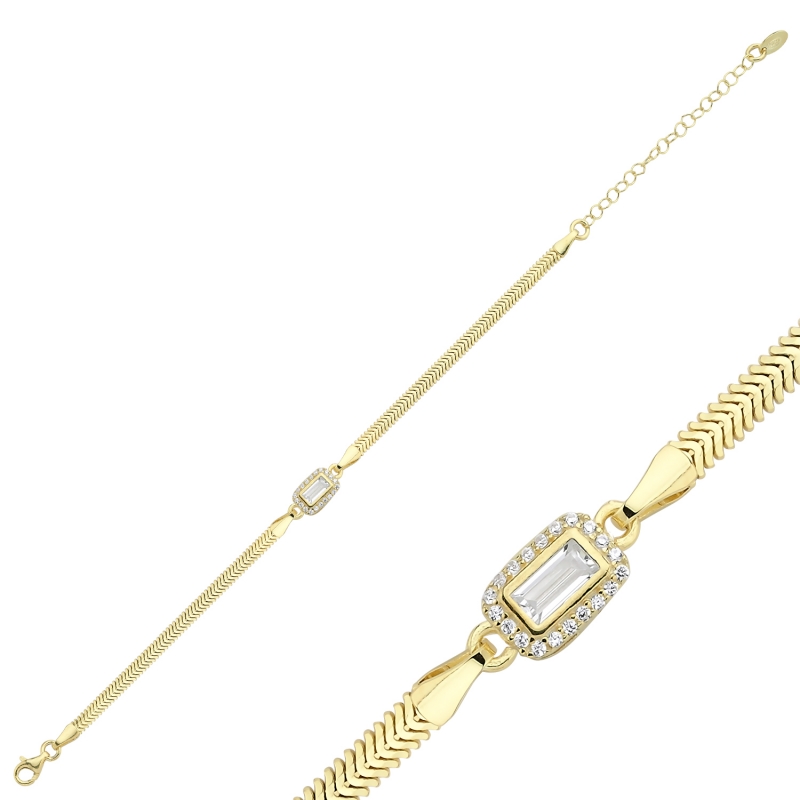 Halo%20CZ%20Flat%20Snake%20Chain%20Bracelet-Gold%20Plated