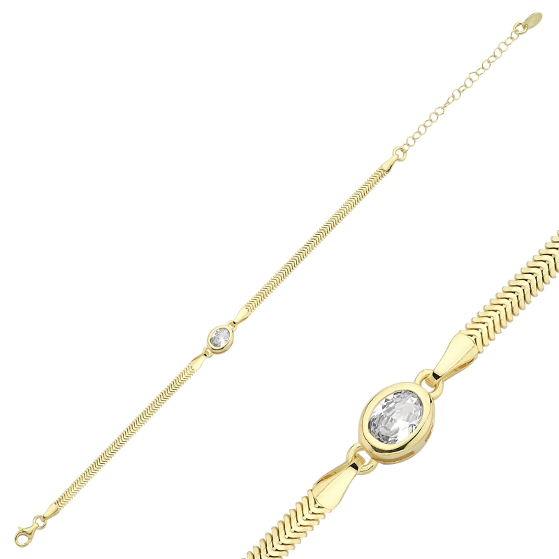 CZ%20Flat%20Snake%20Chain%20Bracelet-Gold%20Plated