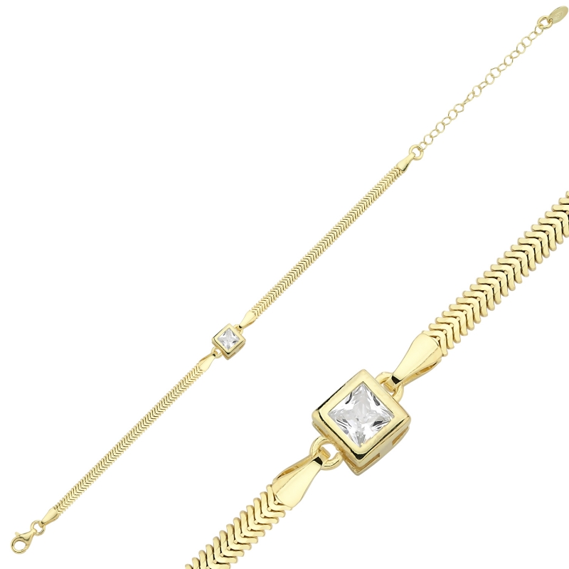 CZ%20Flat%20Snake%20Chain%20Bracelet-Gold%20Plated