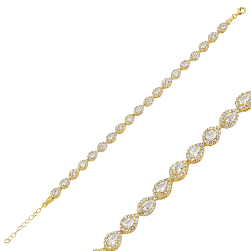 CZ%20Drop%20Tennis%20Bracelet-Gold%20Plated