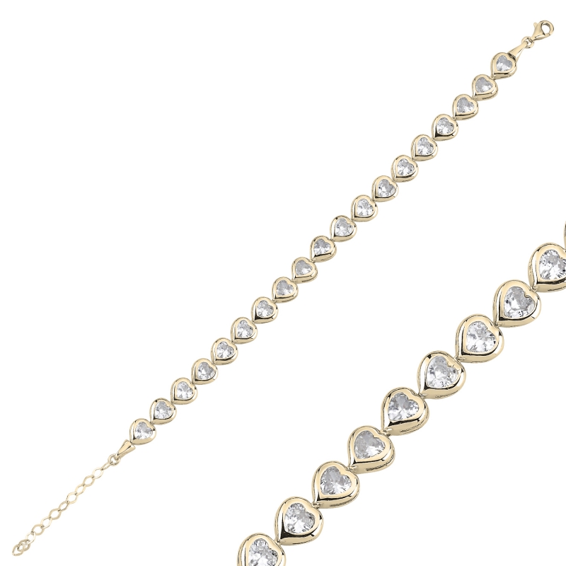 CZ%20Heart%20Patterned%20Bracelet-Gold%20Plated