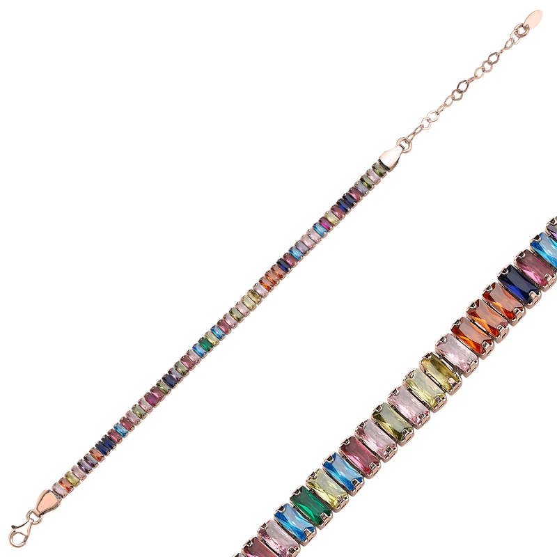 Colorful%20Baguette%20CZ%20Tennis%20Bracelet-Rose%20Gold%20Plated