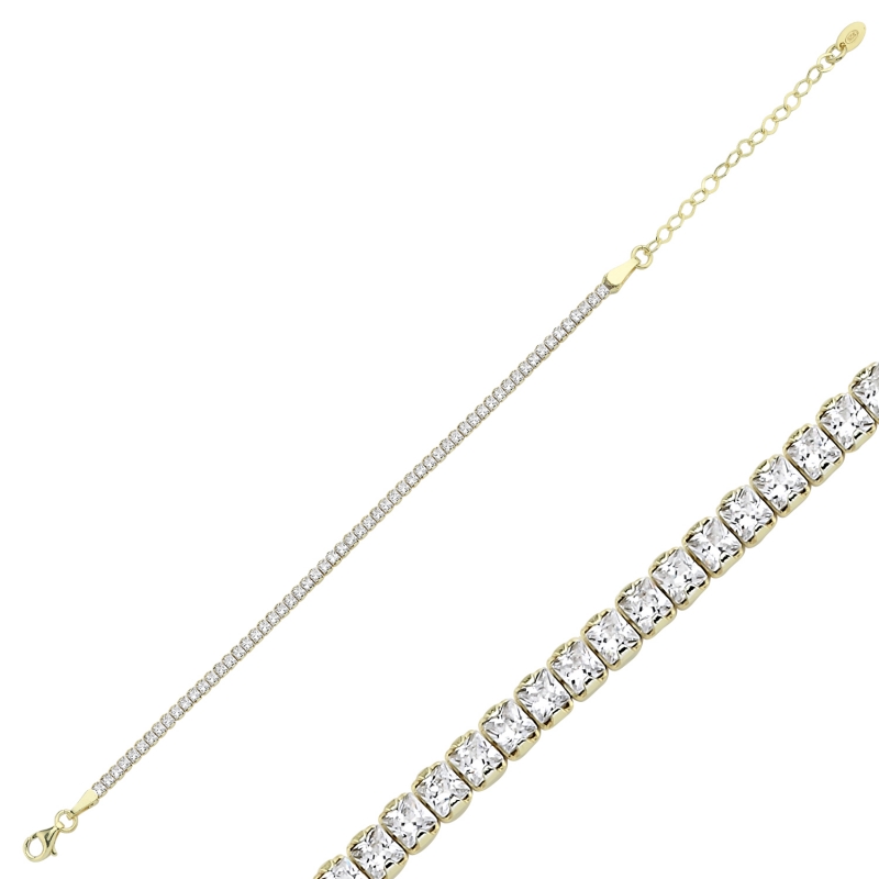 2mm%20Square%20CZ%20Tennis%20Bracelet-Gold%20Plated