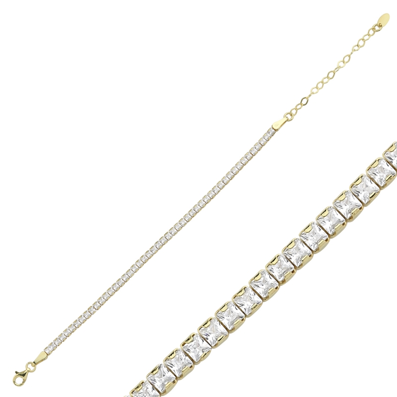 2.5mm%20Square%20CZ%20Tennis%20Bracelet-Gold%20Plated