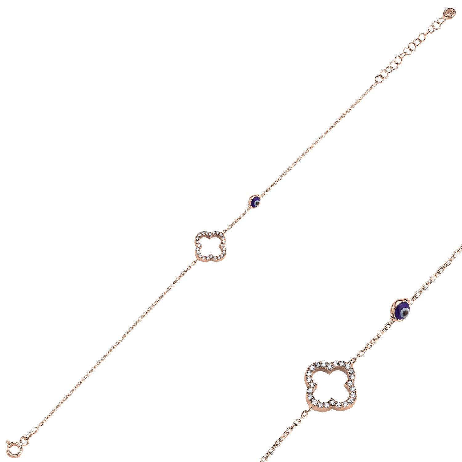 Eye%20Evil%20&%20Clover%20CZ%20Bracelet-Rose%20kaplama