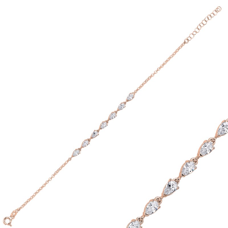 CZ%20Teardrop%20&%20Rolo%20Chain%20Bracelet-Rose%20Gold%20Plated