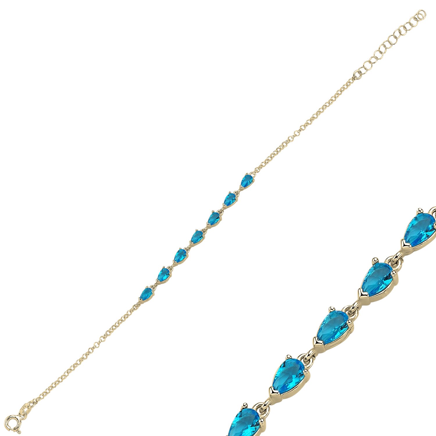 Aquamarine%20Teardrop%20&%20CZ%20Rolo%20Chain%20Bracelet