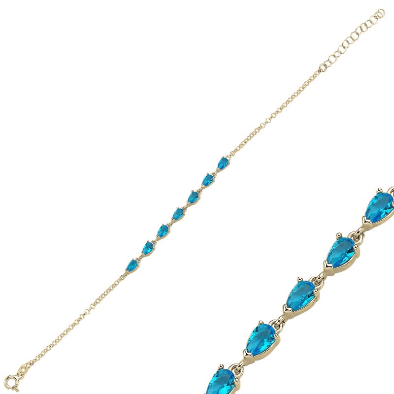 Aquamarine%20Teardrop%20&%20CZ%20Rolo%20Chain%20Bracelet-Gold%20Plated