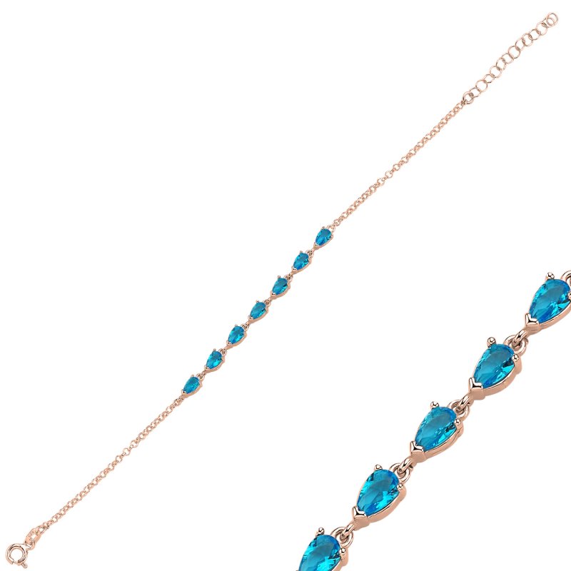 Aquamarine%20Teardrop%20&%20CZ%20Rolo%20Chain%20Bracelet-Rose%20Gold%20Plated