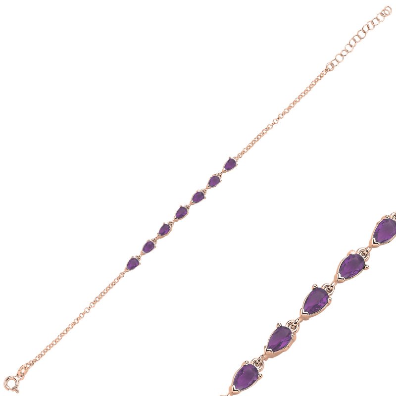 Amethyst%20Teardrop%20&%20CZ%20Rolo%20Chain%20Bracelet-Rose%20Gold%20Plated