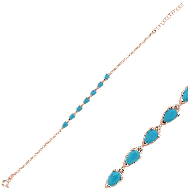 Nano%20Turquoise%20Teardrop%20&%20CZ%20Rolo%20Chain%20Bracelet-Rose%20Gold%20Plated