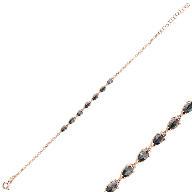 Mystic%20Topaz%20Teardrop%20&%20CZ%20Rolo%20Chain%20Bracelet-Rose%20Gold%20Plated