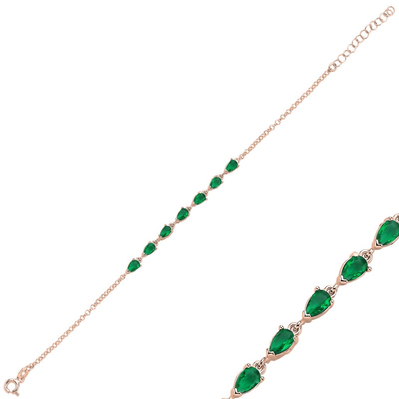 Emerald%20Teardrop%20&%20CZ%20Rolo%20Chain%20Bracelet-Rose%20Gold%20Plated