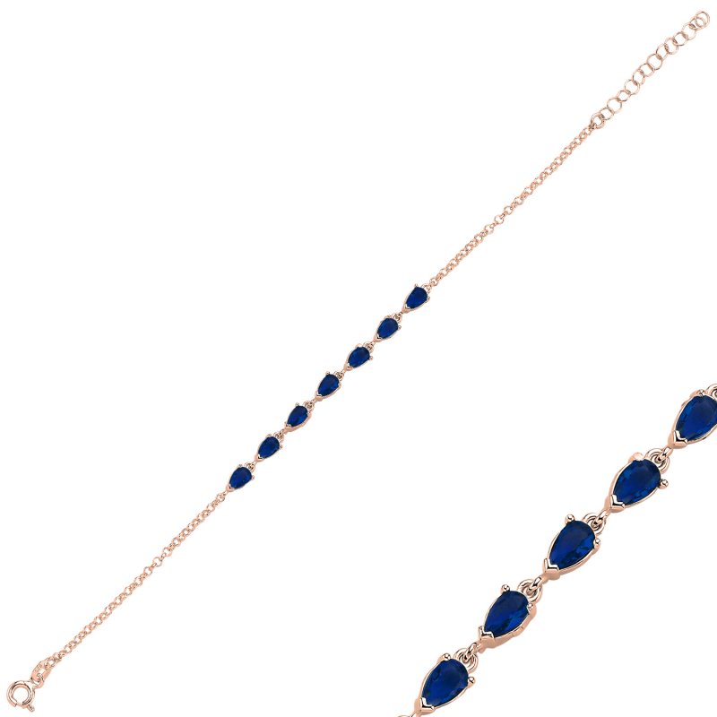 Sapphire%20Teardrop%20&%20CZ%20Rolo%20Chain%20Bracelet-Rose%20Gold%20Plated