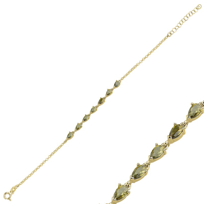 Olive%20Teardrop%20&%20CZ%20Rolo%20Chain%20Bracelet-Gold%20Plated