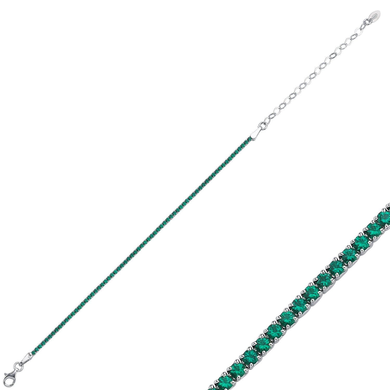 1.75mm%20Square%20Emerald%20&%20CZ%20Tennis%20Bracelet