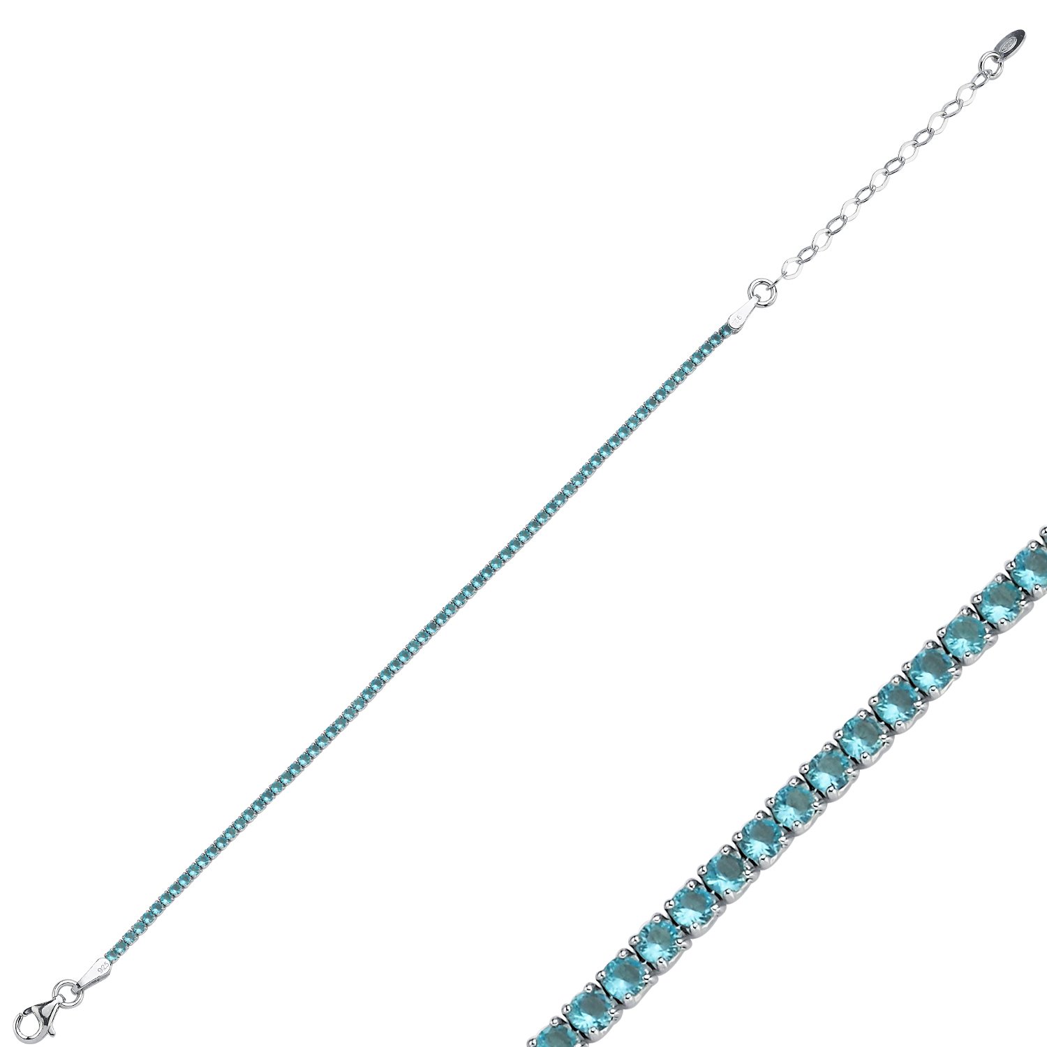 1.75mm%20Square%20Aquamarine%20&%20CZ%20Tennis%20Bracelet