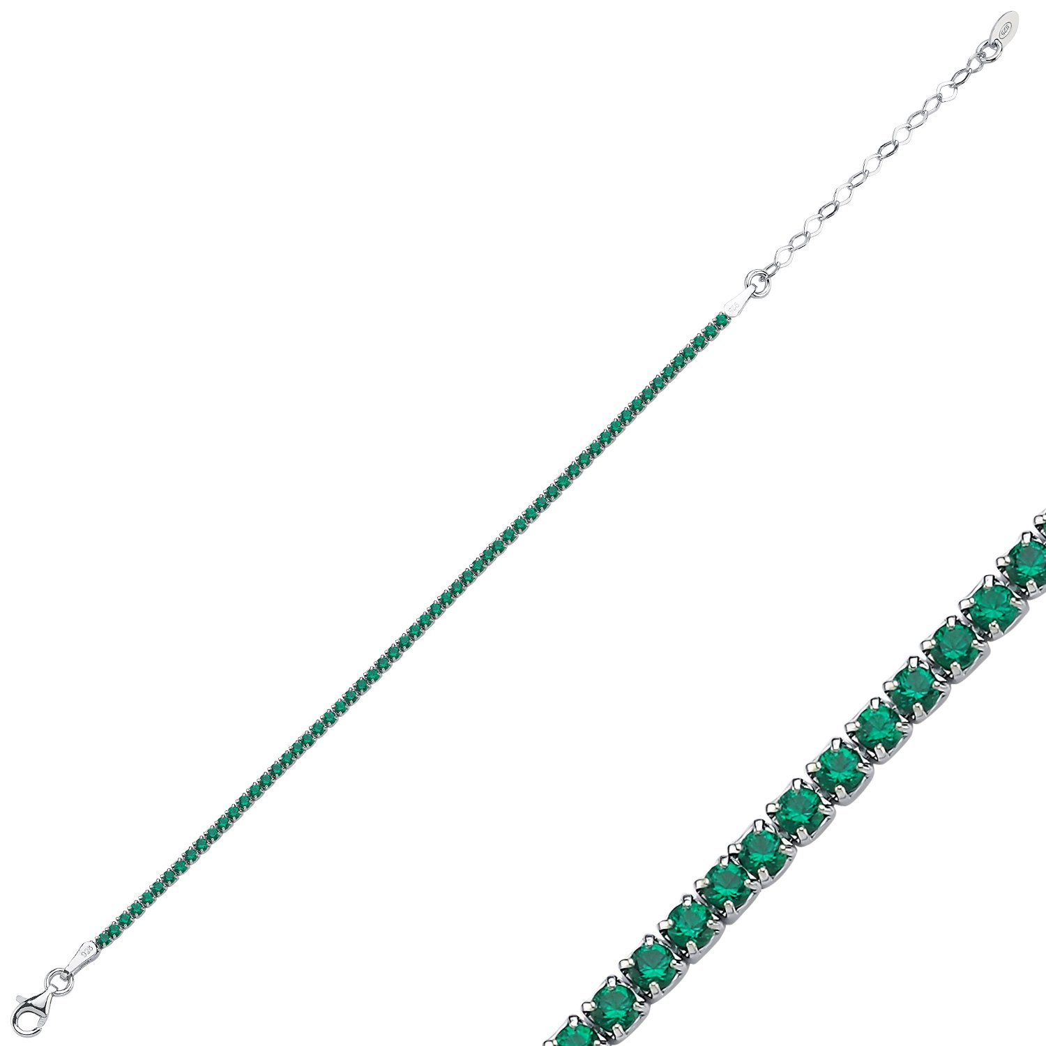 2mm%20Square%20Emerald%20&%20CZ%20Tennis%20Bracelet