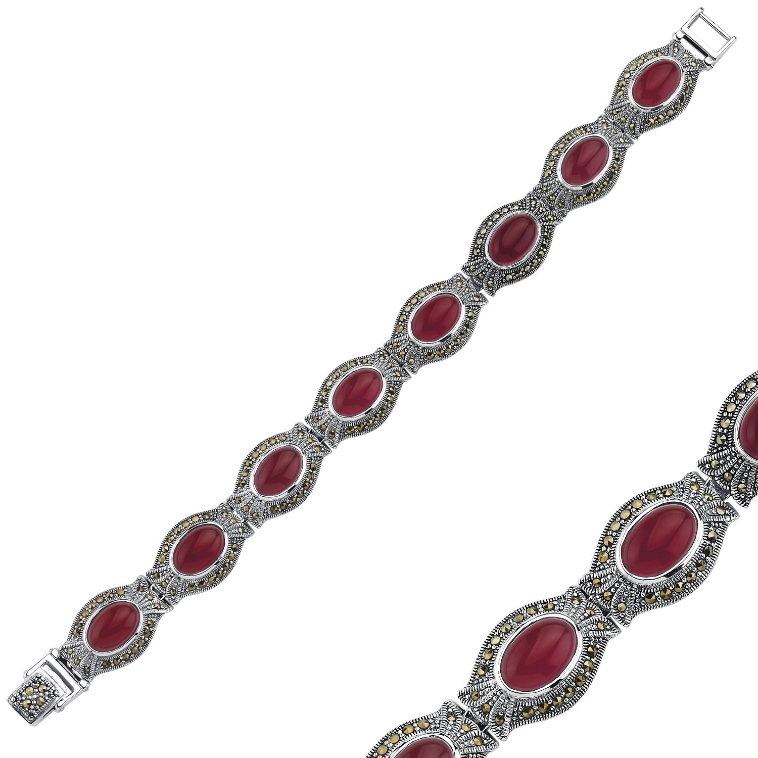 Marcasite%20&%20Red%20Agate%20Bracelet