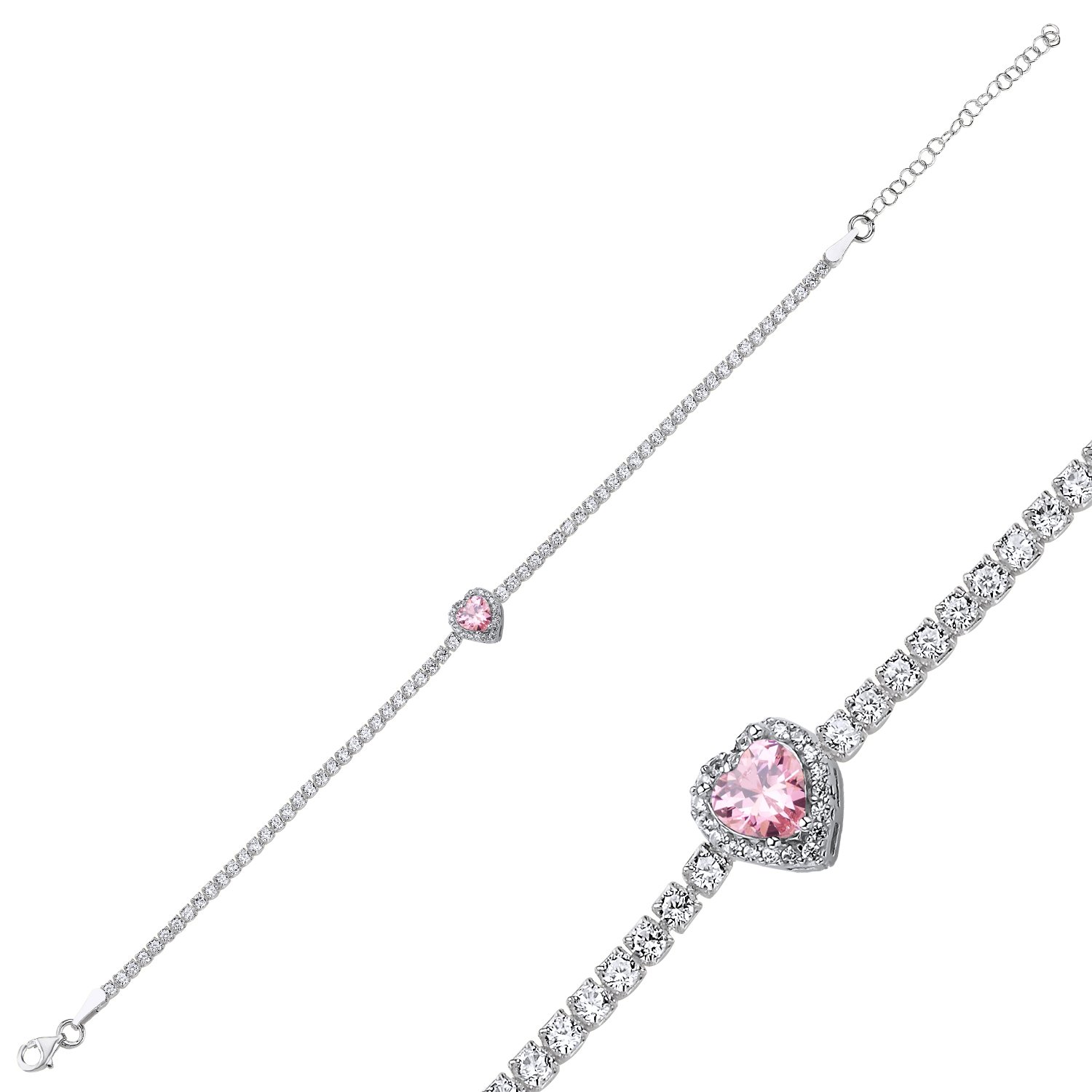 Pink%20Heart%20CZ%202mm%20Tennis%20Bracelet