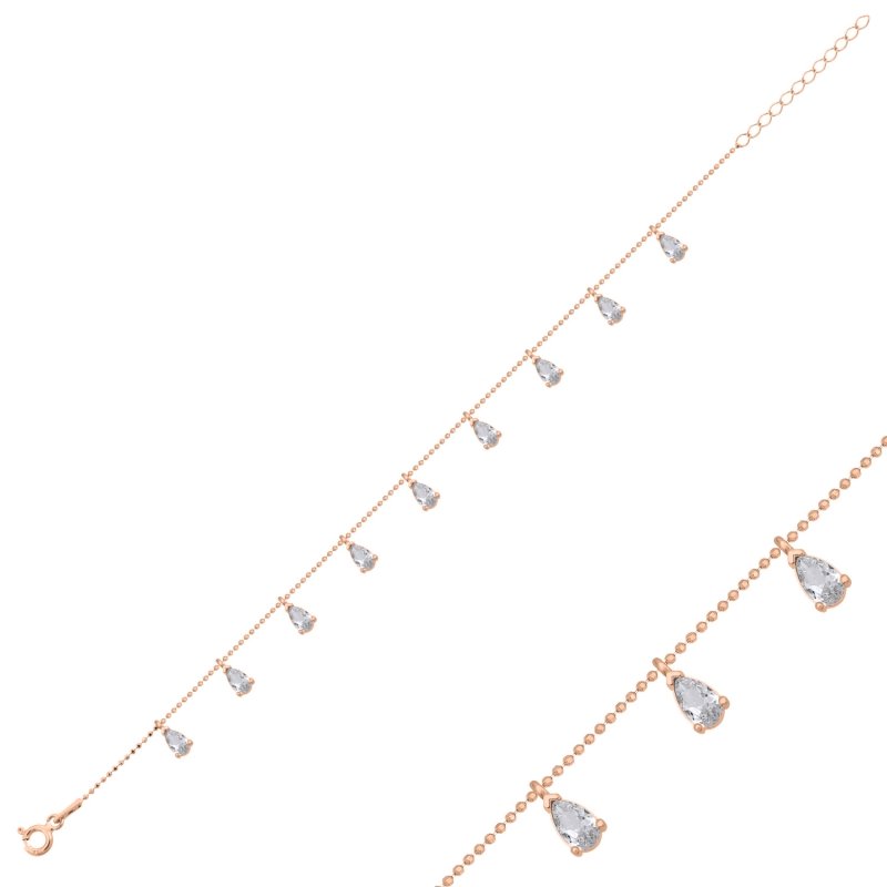 Teardrop%20CZ%20Dangle%20Bracelet-Rose%20Gold%20Plated