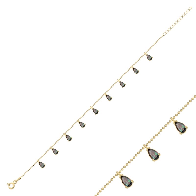 Teardrop%20Mystic%20Topaz%20CZ%20Dangle%20Bracelet-Gold%20Plated