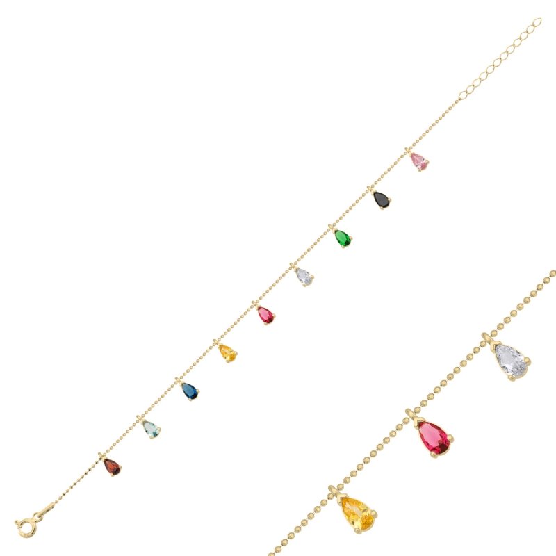 Teardrop%20CZ%20Dangle%20Bracelet-Gold%20Plated