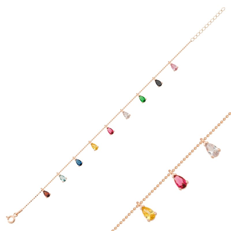 Teardrop%20CZ%20Dangle%20Bracelet-Rose%20Gold%20Plated