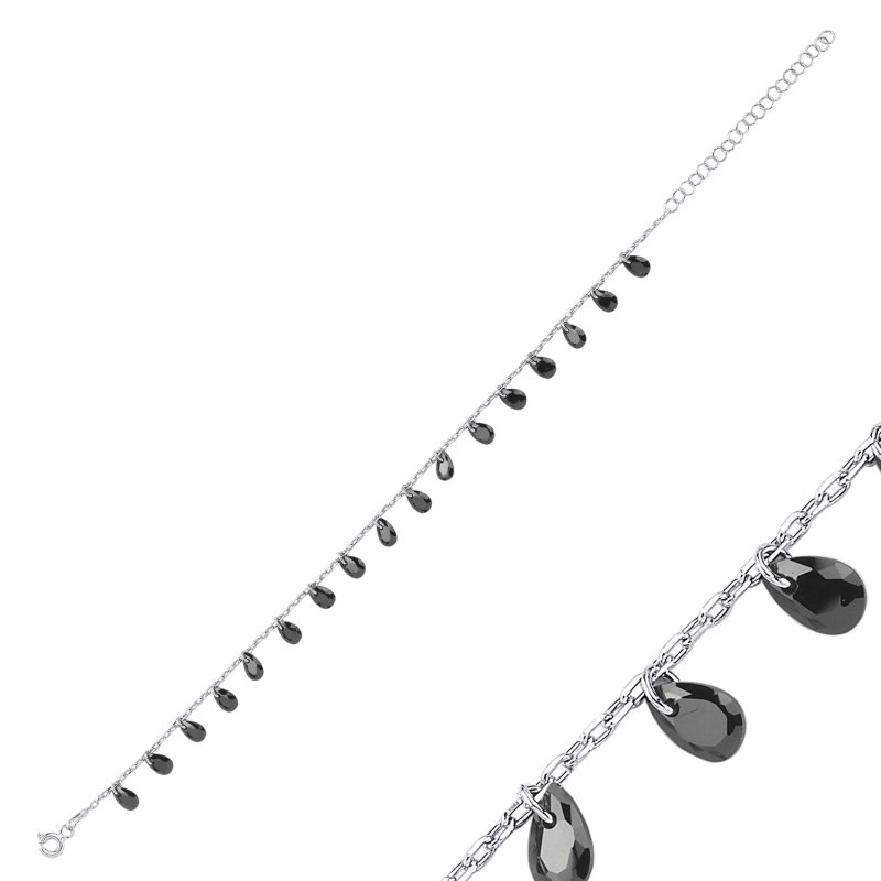 Teardrop%20Black%20CZ%20Dangle%20Bracelet