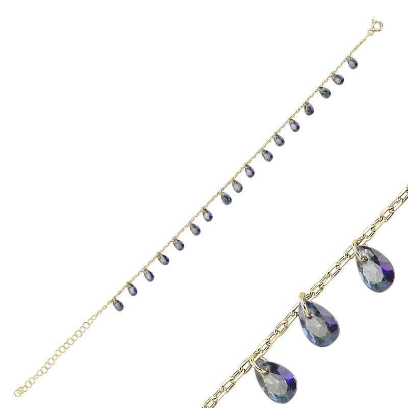 Teardrop%20Mystic%20Topaz%20CZ%20Dangle%20Bracelet-Gold%20Plated