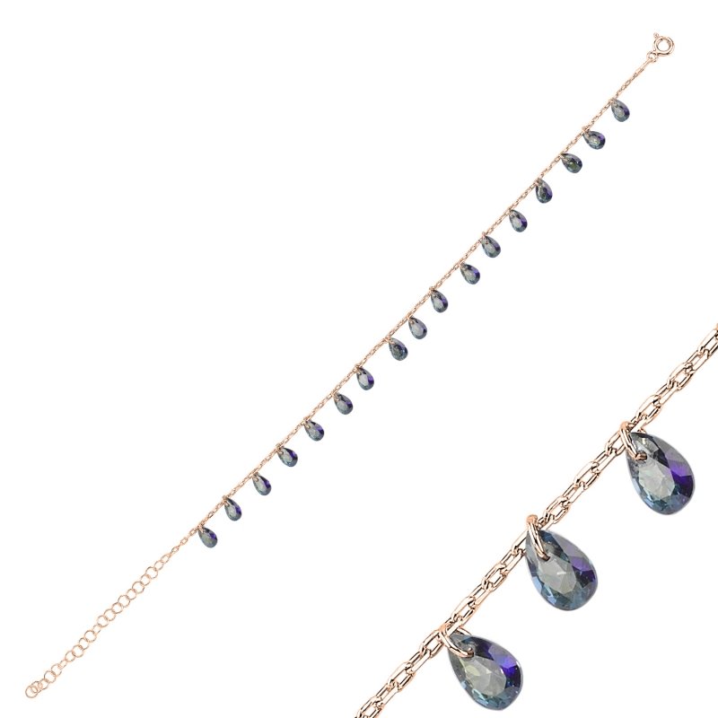 Teardrop%20Mystic%20Topaz%20CZ%20Dangle%20Bracelet-Rose%20Gold%20Plated