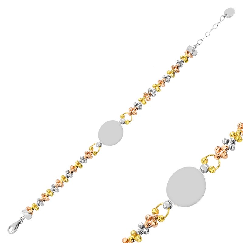 Diamond%20Cut%20Tricolor%20Ball%20With%20Round%20Plate%20Bracelet