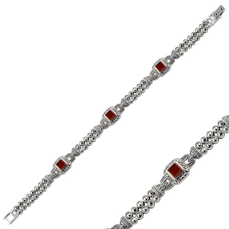 Marcasite%20&%20Red%20Agate%20Bracelet