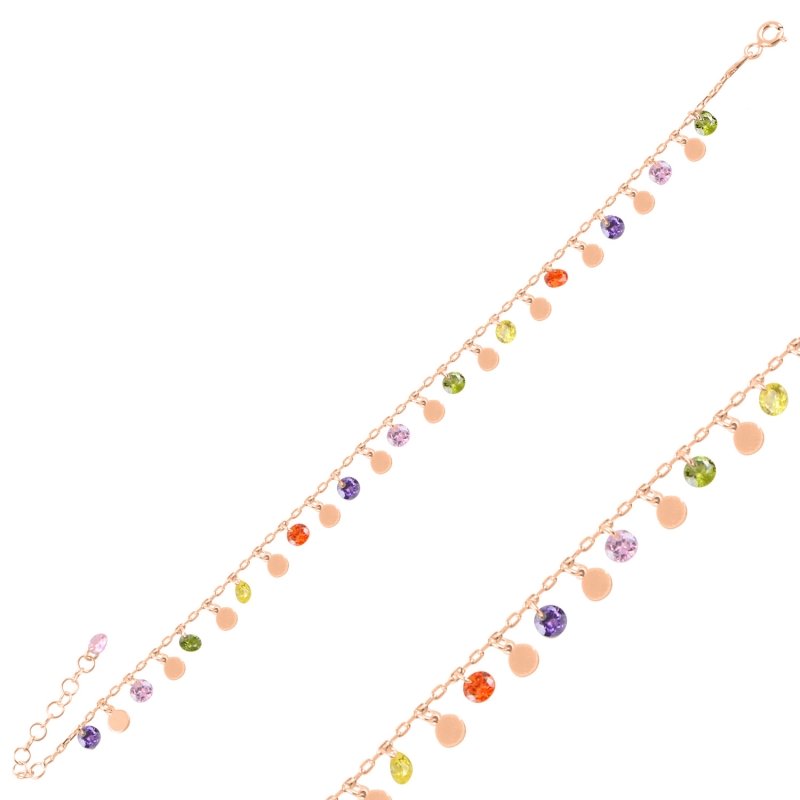 Dangle%20Sequin%20&%20Multi%20Color%20CZ%20Bracelet%20Rose%20Altın%20Kaplama