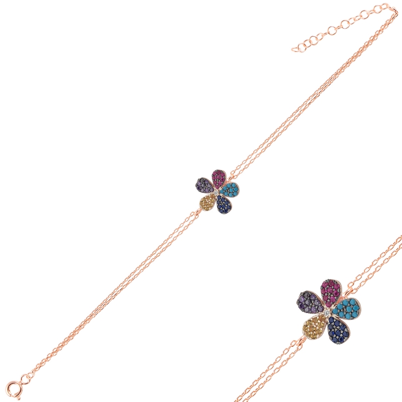 Daisy%20Multi%20Color%20CZ%20Bracelet-Rose%20Gold%20Plated