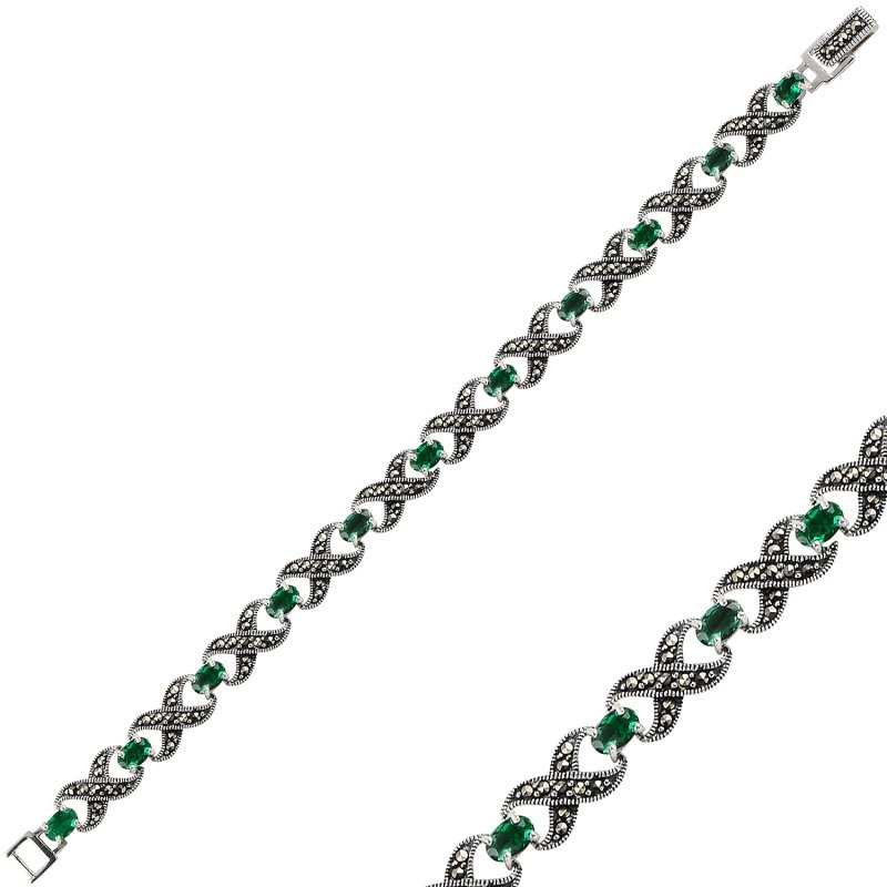 Emerald%20CZ%20&%20Marcasite%20Bracelet