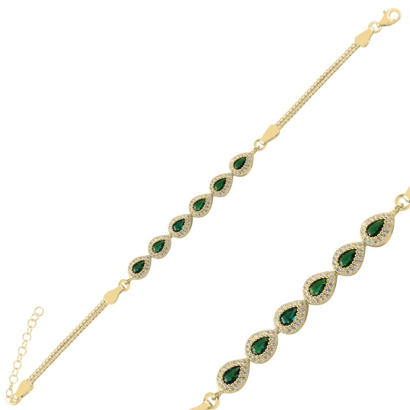 Emerald%20CZ%20Teardrop%20Bracelet-Gold%20Plated