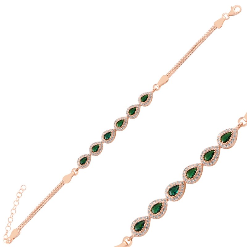 Emerald%20CZ%20Teardrop%20Bracelet-Rose%20Gold%20Plated