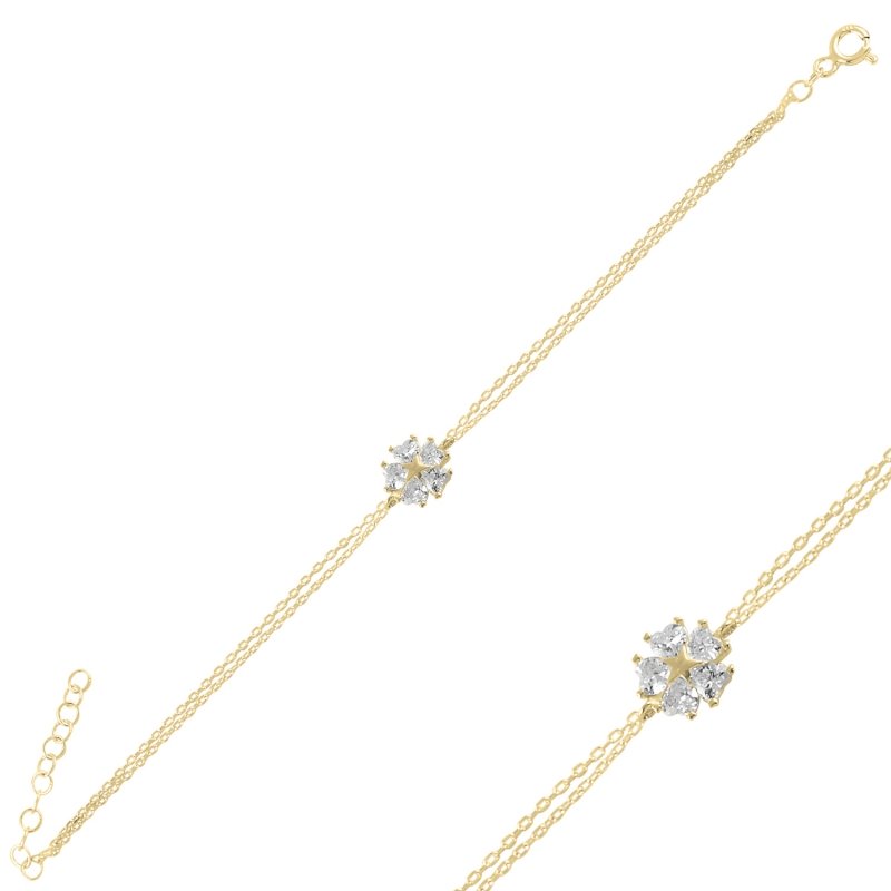 Heart%20CZ%20Flower%20&%20Star%20Bracelet-Gold%20Plated