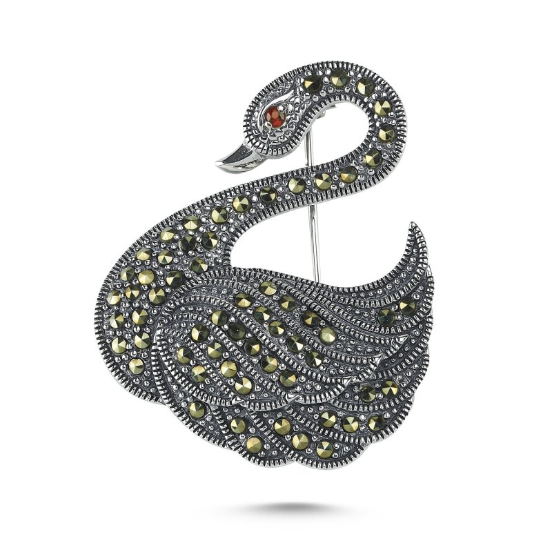 Swan%20Marcasite%20Brooch