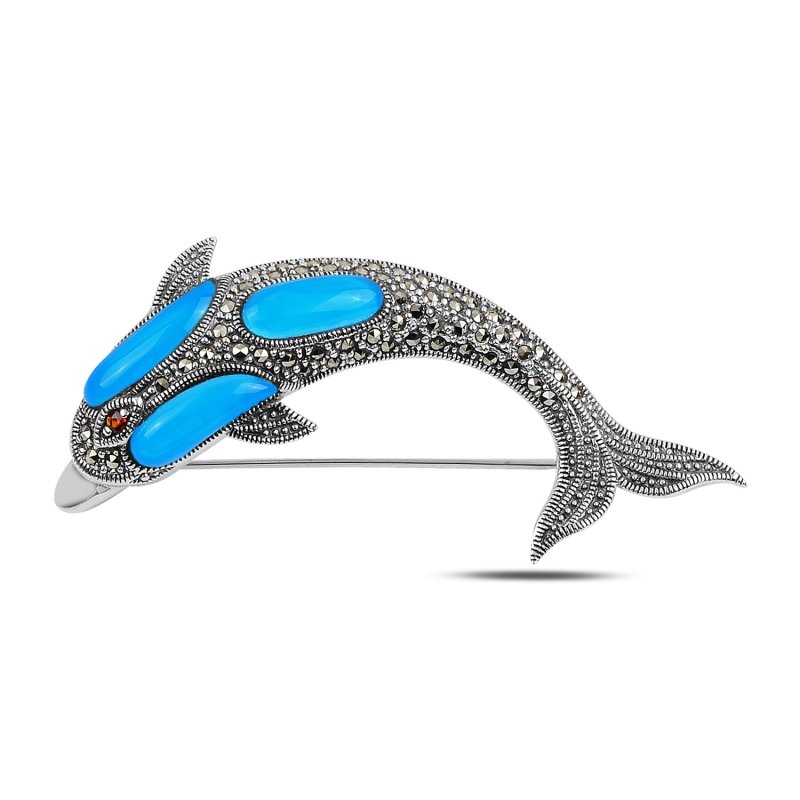 Dolphin%20Gemstone%20&%20Marcasite%20Brooch