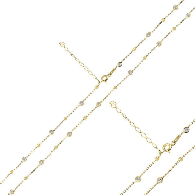 70cm%20Ball%20&%20CZ%20Forzentina%20Chain%20Necklace%20Gold%20Plated