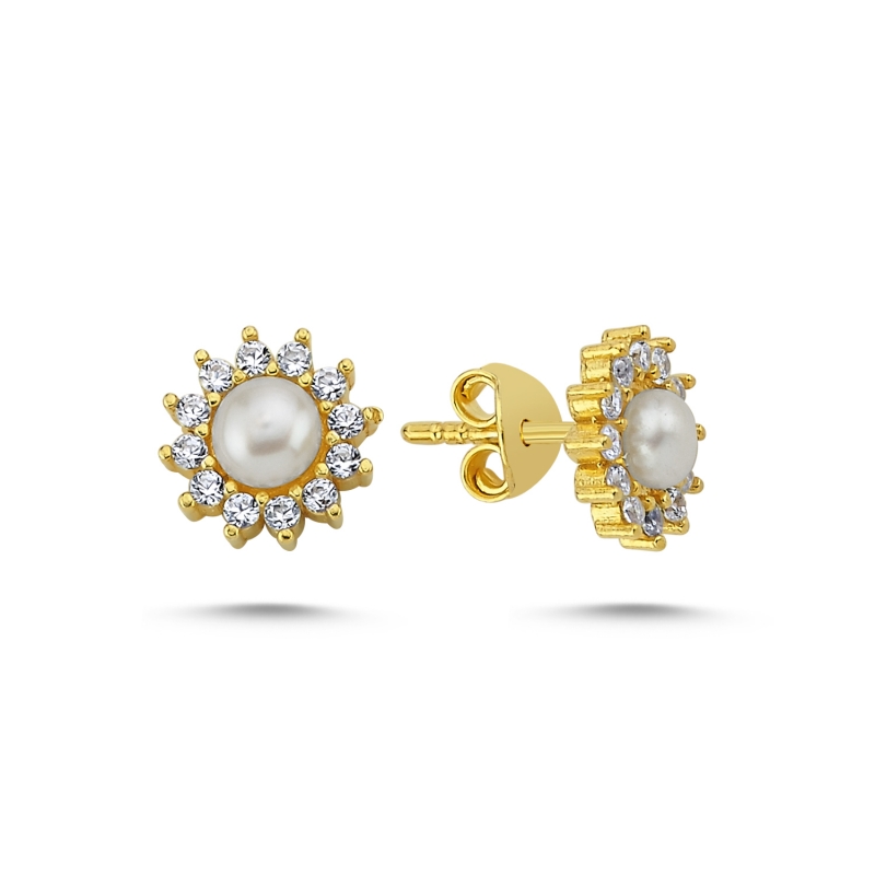 Solitaire%20Pearl%20&%20Halo%20CZ%20Stud%20Earrings%20Gold%20Plated