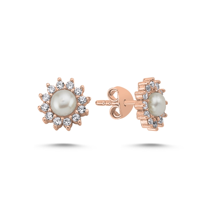 Solitaire%20Pearl%20&%20Halo%20CZ%20Stud%20Earrings%20Rose%20Gold%20Plated