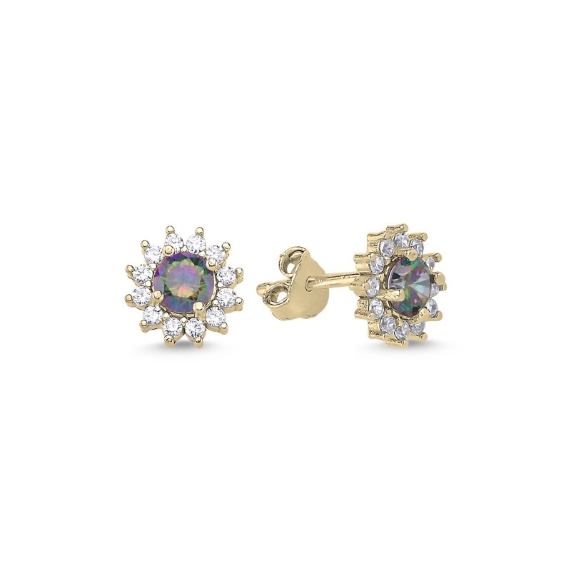 Halo%20Solitaire%20Mystic%20Topaz%20Stud%20Earrings%20Gold%20Plated